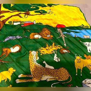 Vintage Grant Gaither animal theme scarf /signed